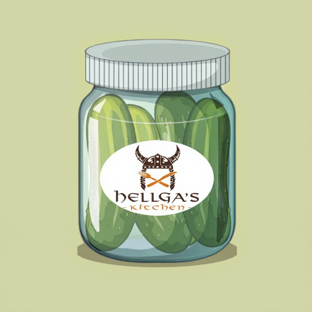 Pickle Jar bearing Hellga's Kitchen logo